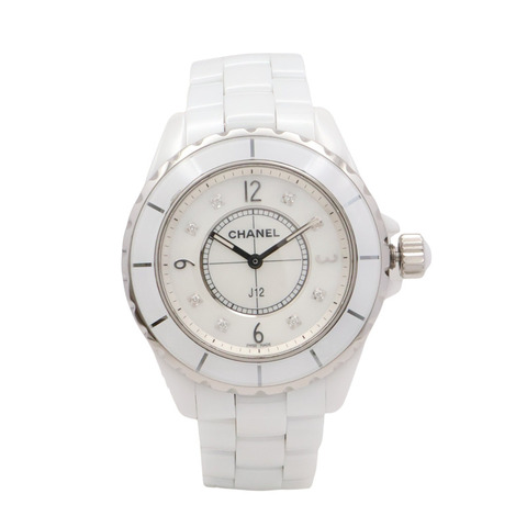 CHANEL 香奈兒 J12 8PD 38mm 腕錶 白色錶盤 陶瓷 不鏽鋼 鑽石 H3214