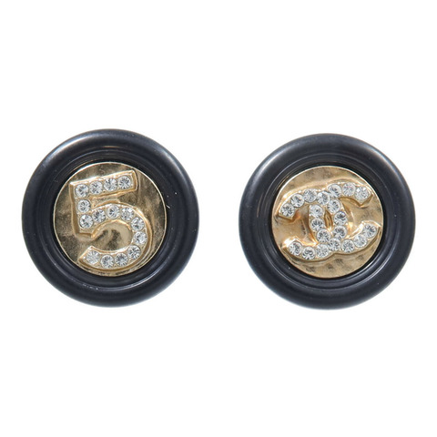 CHANEL PVC/金屬Button Stud Earrings耳環