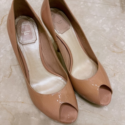 Dior 37.5裸粉色10.5公分高跟鞋