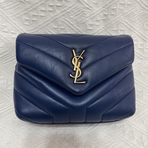 YSL聖羅蘭 loulou小號 海軍藍 金扣方胖子