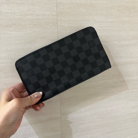 LV 黑灰格銀釦Zippy Organizerㄇ拉16卡商務長夾N60111
