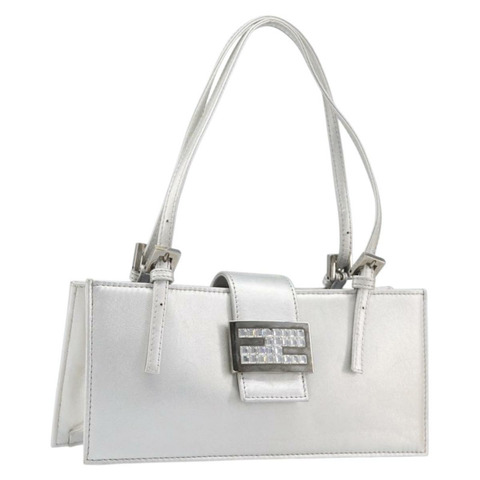 FENDI Mamma Baguette 手袋 皮革 銀色 正品 199212SAV