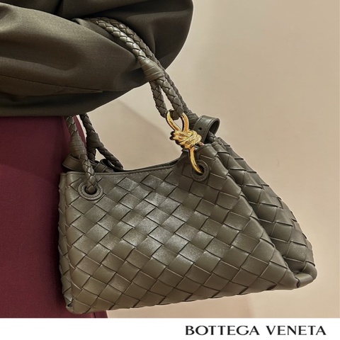 Bottega Veneta/ BV/葆蝶家  系列：小號Parachute肩背包 橄欖綠編織