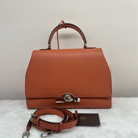 MOYNAT/莫奈Rejane銀扣手提單肩斜挎包  底長30