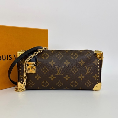 999新 Louis Vuitton LV路易威登新款slim trunk橫版老花鏈條包