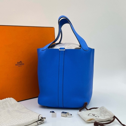 Hermes 愛馬仕 B3坦桑尼亞藍菜籃子22，x刻 配件塵袋 鑰匙鎖
