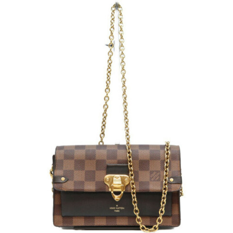 路易威登 N60221 Damier Portefeuille Vavin 女士單肩包，棕色和黑色，金色五金配件