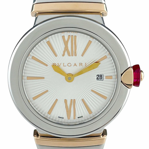 寶格麗 (Bulgari) Lucea LUP28SG 女士腕錶，精鋼、玫瑰金、石英機芯，銀色