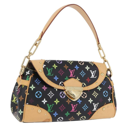 路易威登 Monogram Multicolor Beverly MM 手袋 黑色 M40204 LV Auth ka5760SV