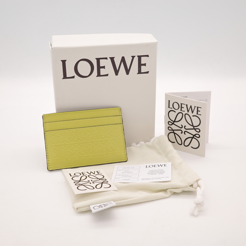 Loewe 羅威 奇異果綠 牛皮 壓印 Logo 卡包 卡夾
