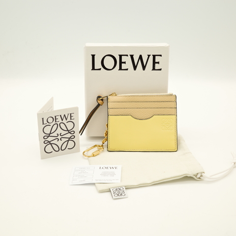 Loewe 羅威 鵝黃色  4卡位 拉鍊 零錢 卡包