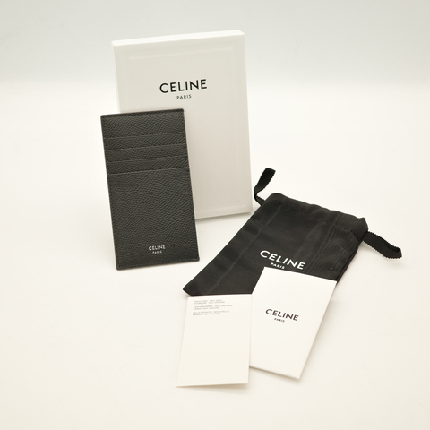 Celine 思琳 黑灰色  粒面牛皮 卡包  4 卡位