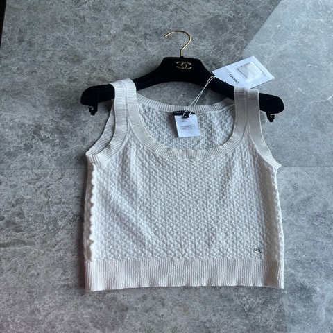 Chanel23A白色针织背心fr34~~