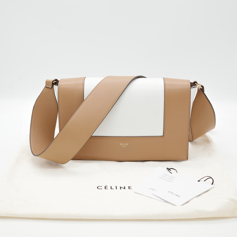 Celine 思琳 Frame 系列 拼色棕色 奶白 小牛皮 斜挎包 豆腐包