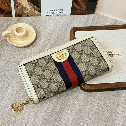 JS1041-GUCCI Ophidia拚白色牛皮ㄇ拉長夾523154