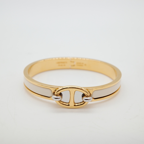 Hermès Mini Clic Chaine d'Ancre  米白 豬鼻子琺瑯手環