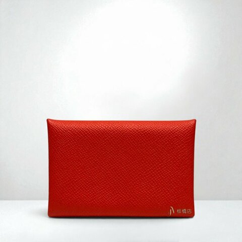 JS0526-Hermes 心紅色EPSOM皮Calvi card holdder卡包