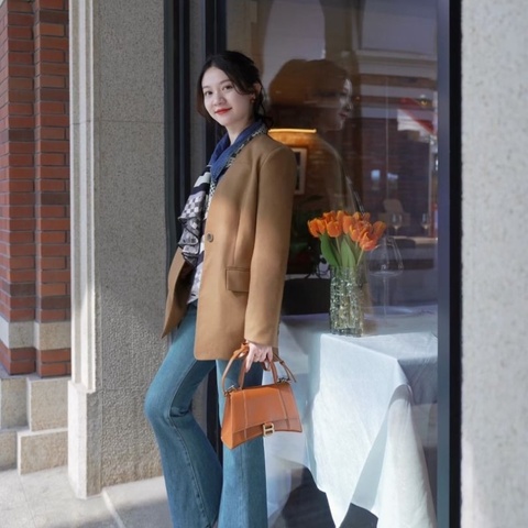 Balenciaga Hourglass沙漏包S號 焦糖色 22.5×14×10 95新 配件肩帶 塵袋