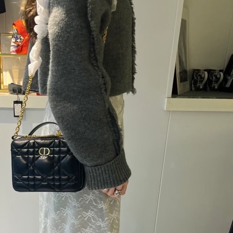 Dior Caro相機包小號 黑金 羊皮 19*14*5.5 9新 配件塵袋 肩帶
