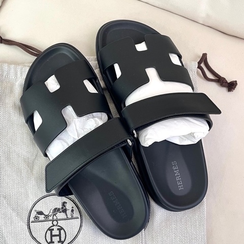 愛馬仕 Hermes 黑色二舅拖鞋38.5碼   附件塵袋