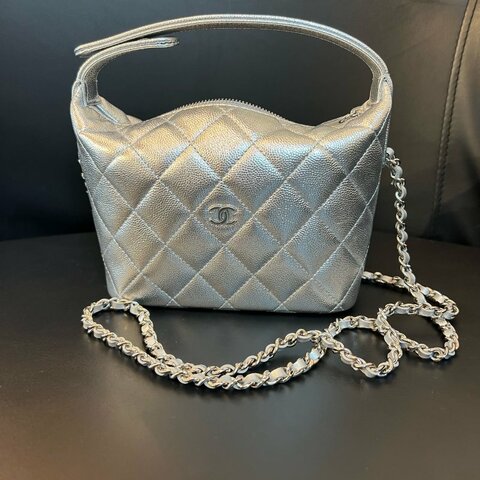 Chanel 香奈兒 26C銀色飯盒包手提包斜挎包