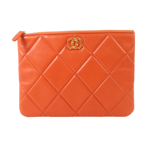 CHANEL 羊皮皮革C19 Clutch Bag金扣手拿包