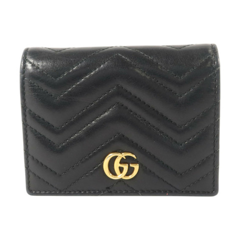 GUCCI 牛皮皮革GG Marmont Card Case Wallet金扣錢包