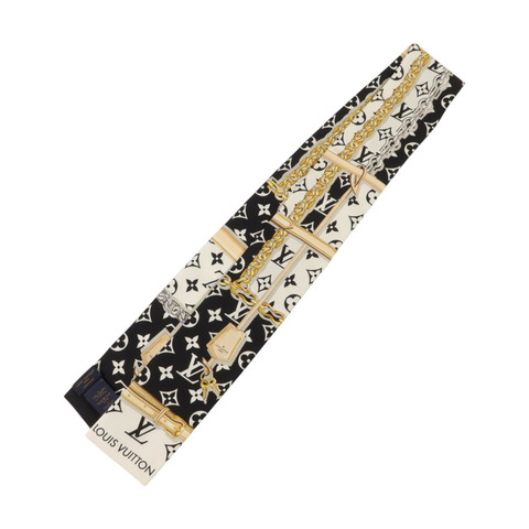 LOUIS VUITTON 絲質Confidential Bandeau 120X8cm絲巾