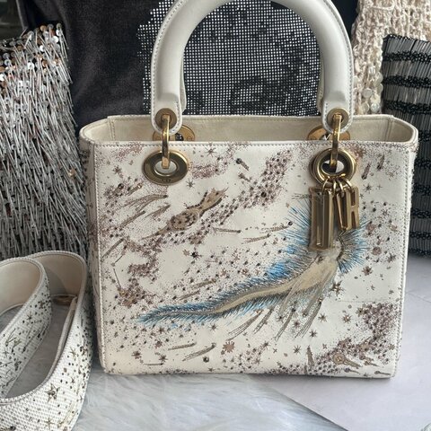 限量版 DIOR 珍珠美人魚黛妃包 米白色