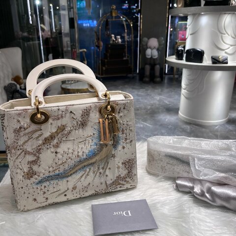 限量版 DIOR 珍珠美人魚黛妃包 米白色