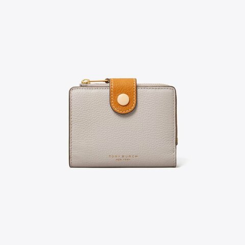 【TORY BURCH】專櫃經典款 防刮超軟皮革對折釦式短夾 手拿包 零錢包