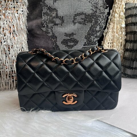 CHANEL COCO20 玫瑰金釦 黑色