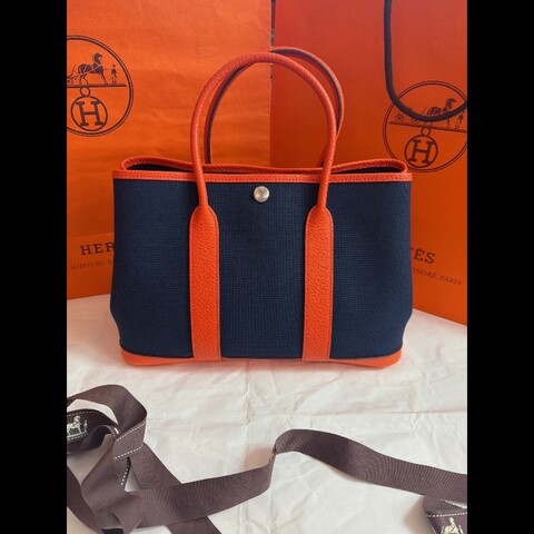 99♥️Hermes GP30黄金尺寸 深藍拼橙色 X刻