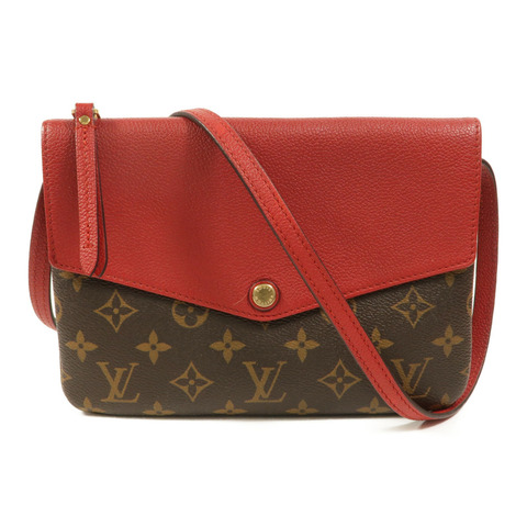 LOUIS VUITTON Monogram/牛皮皮革Twice肩背袋