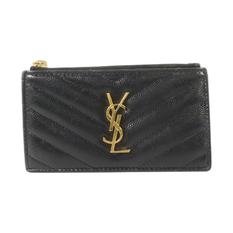 YVES SAINT LAURENT 牛皮皮革Card Case金扣卡片套