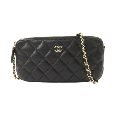 CHANEL 羊皮皮革Chain Shoulder金扣鏈帶肩背袋