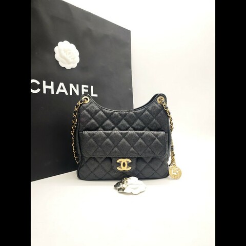 閒置♥️Chanel hobo 天貓精靈 黑金荔枝 芯片款