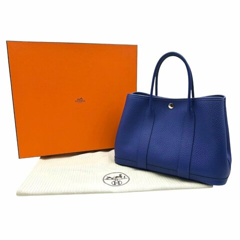 【美收精品】 Hermès 藍色 Garden Party 30 C-985【隔月月中將轉賣至日本 上架期限30天】