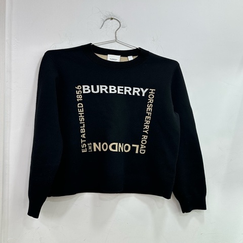 Burberry博柏利 SS22 Horseferry 方形圖案羊毛混紡提花針織圓領套頭羊毛衫  M碼 肩40 胸46 長60