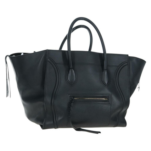 CELINE Luggage Phantom 手提包，黑色金色皮革，正品 fm5451M