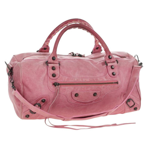 BALENCIAGA Zazigi 手提包 皮革 兩用 粉紅色 128523 正品 198882V