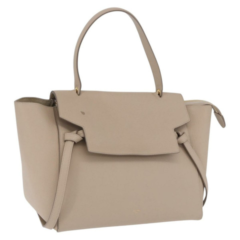 CELINE 腰包 手提包 皮革 米色 金色 正品 201889V