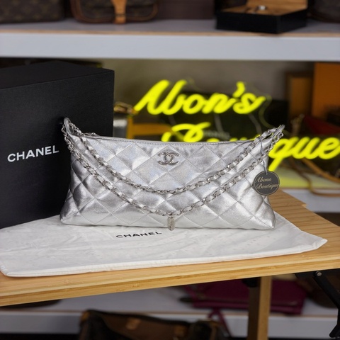 CHANEL 25S Hobo亮銀香檳 羊皮Hobo鏈色🩶2025年新貨色
