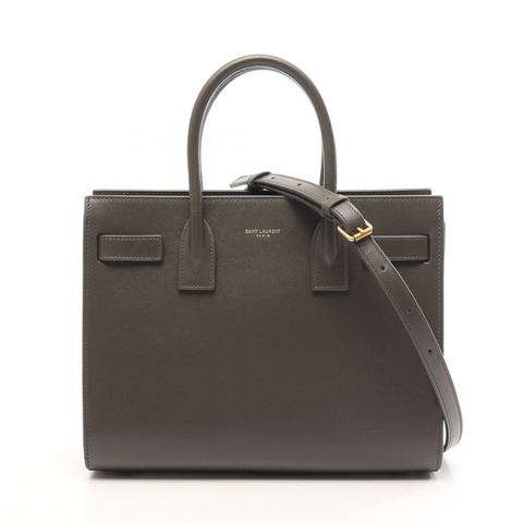 SAINT LAURENT PARIS Sac de Jour Baby 單肩手提包 421863 皮革 綠色 二手