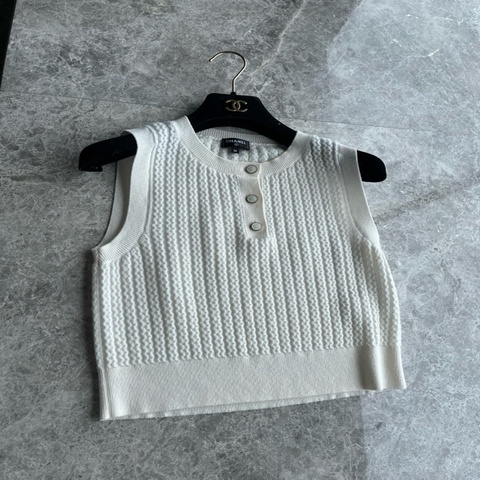 Chanel 24B白色针织背心fr36~~