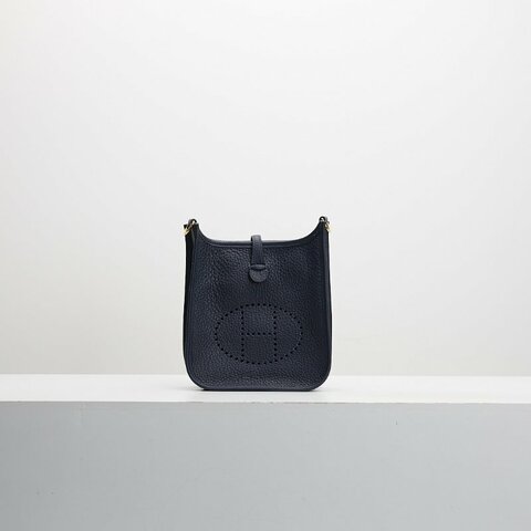 二手Hermès mini evelyne 午夜藍 編織背帶