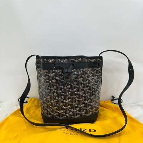 Goyard 戈雅 Petit Flot黑色 老花小號抽繩水桶 20年編碼
