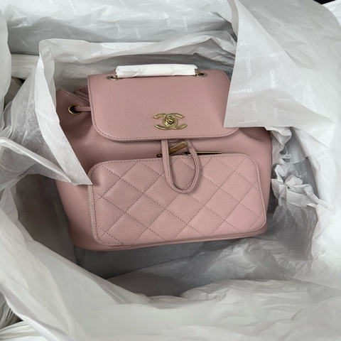 CHANEL 香奈兒 粉色 牛皮 Affinity 後背包 金扣全新25開