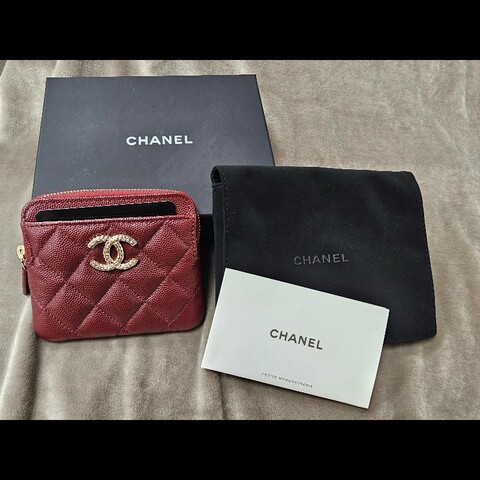二手 CHANEL 香奈兒 AP4256  酒紅色吐司包 卡包 零錢包 雷標