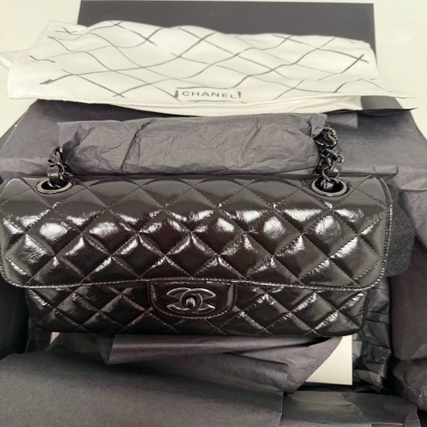 CHANEL Classic Flap CF25香奈兒CF25全新未拆膜口蓋包29開COCo25 黑油蠟皮香奈兒限量包雙蓋包Chanel限量包